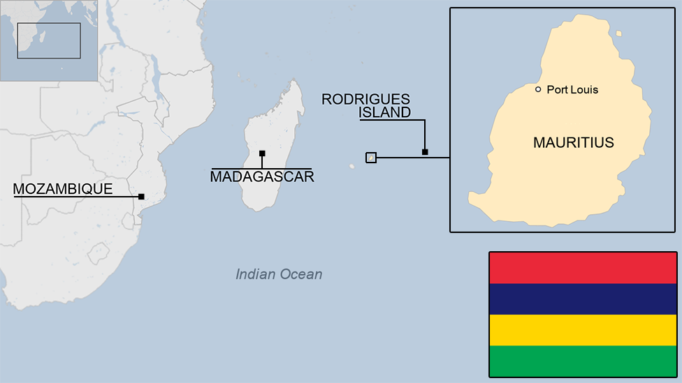 Map showing where is Mauritius located in the Indian Ocean off Africa coast